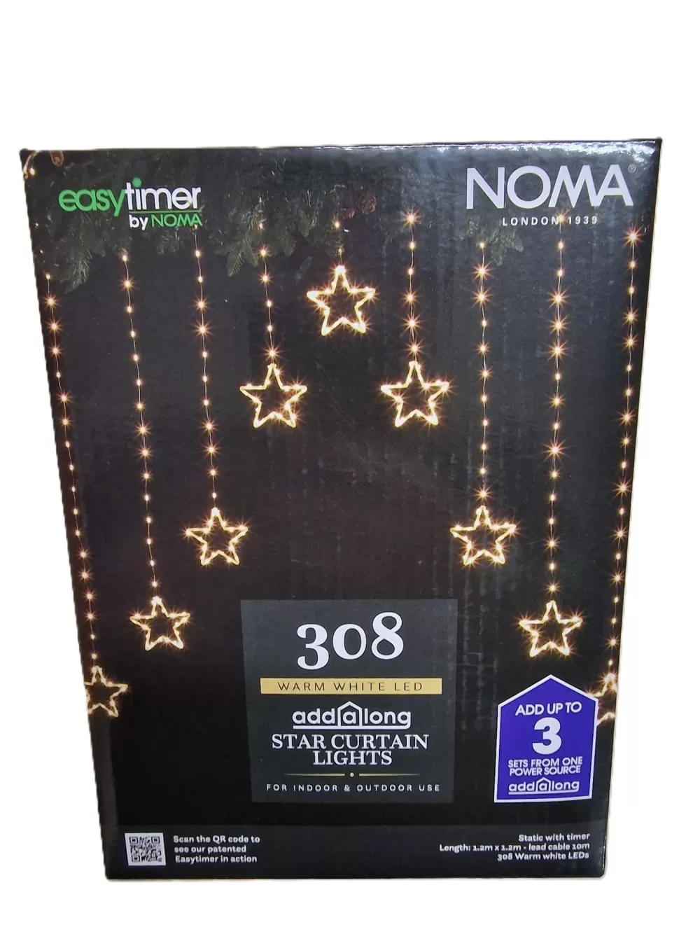 Christmas Tree World NOMA 1.2m X 1.2m Star Curtain Lights - 308 Warm White LEDs< Outdoor Christmas Lights | Outdoor Christmas Tree Lights