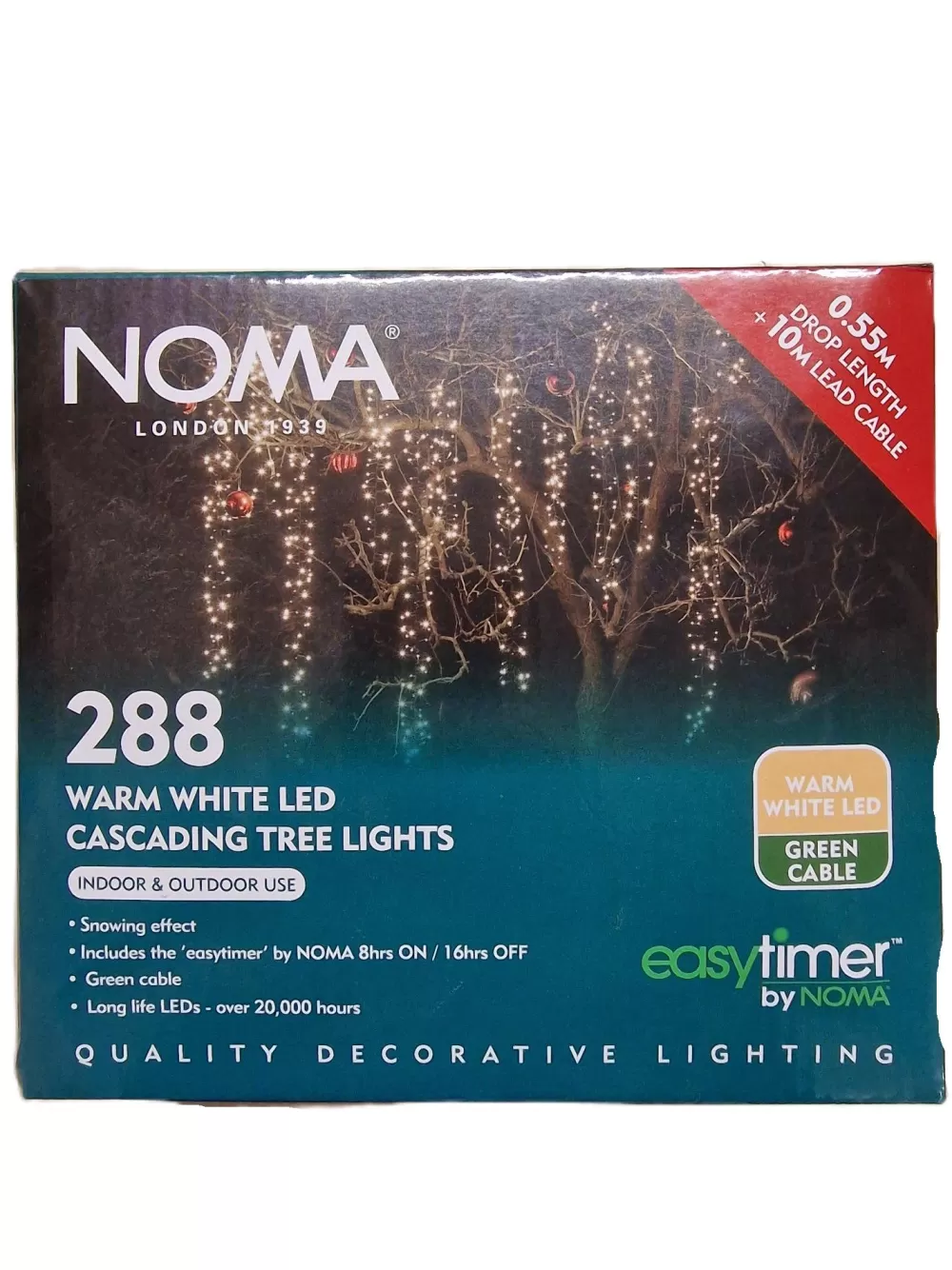 Christmas Tree World NOMA 288 Warm White Snowing Cascade Lights - 0.5m Drop< Outdoor Christmas Lights | Outdoor Christmas Tree Lights