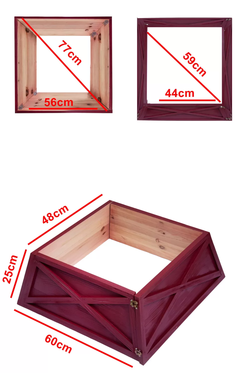 Christmas Tree World Red Large Wooden Trapezoid Christmas Tree Skirt< Tree Skirts & Surrounds | Christmas Tree Skirts