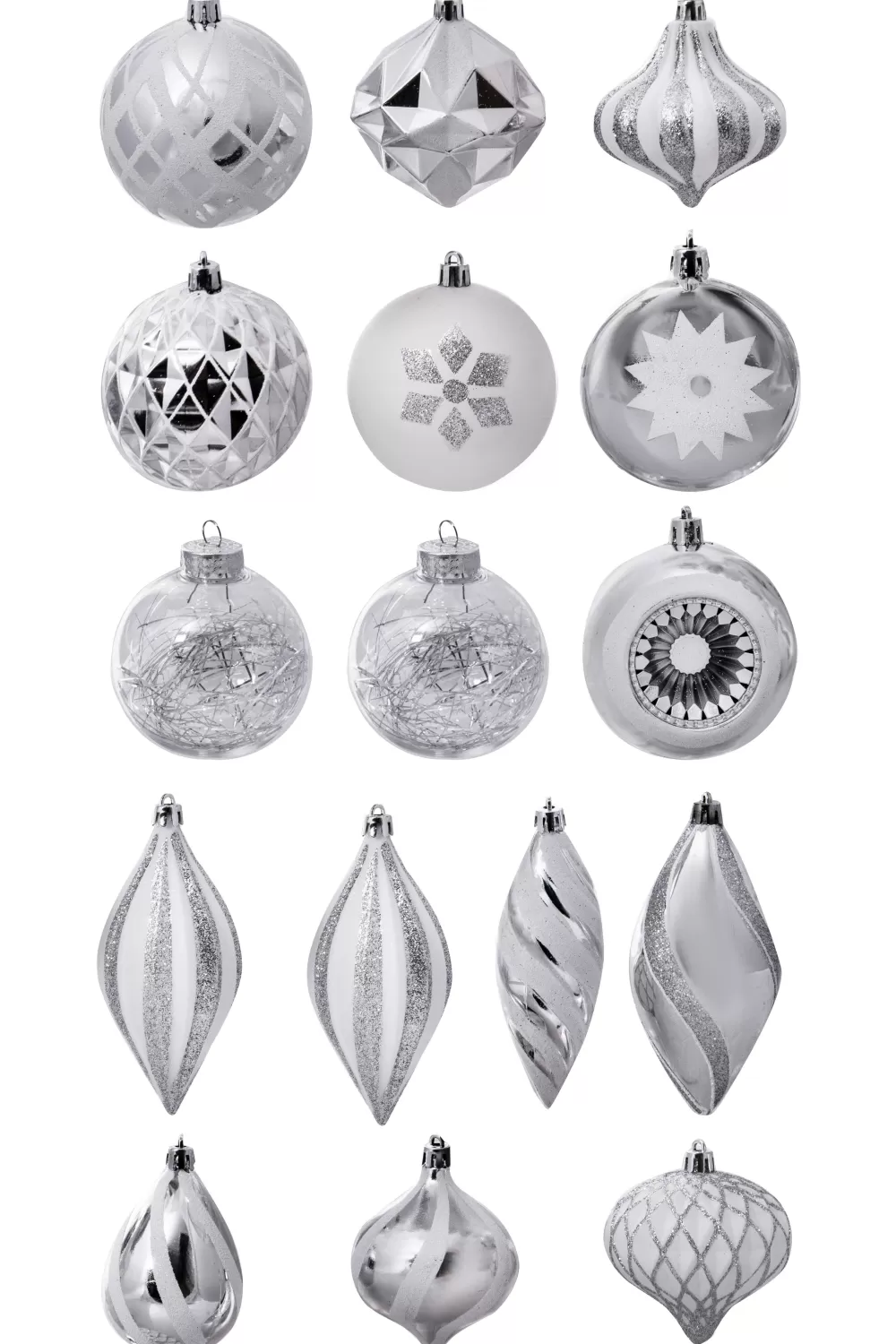 Christmas Tree World The 128pc White & Silver Full Heavy Coverage Bauble Set (6ft Trees)< 6 Foot Pre Lit Christmas Trees | Pre-Lit Christmas Trees