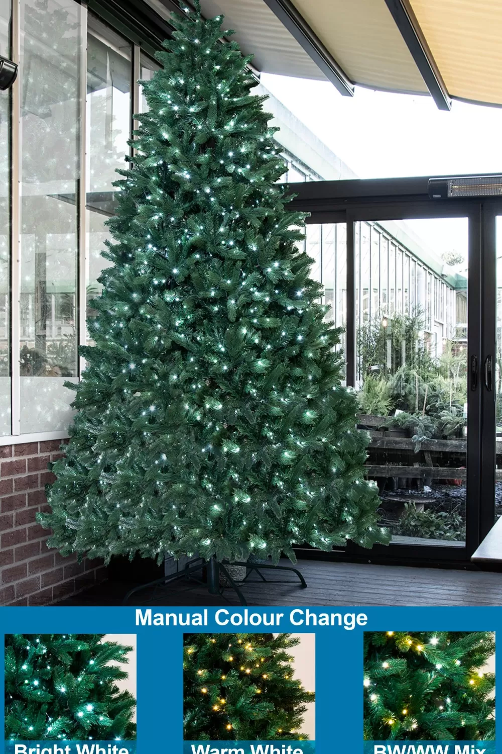 Christmas Tree World The 12ft Pre-lit Ultra Devonshire Fir - 6.6ft Wide - Warm White/White Colour Change LEDs< Large Commercial Christmas Trees | 12 Foot Pre Lit Christmas Trees