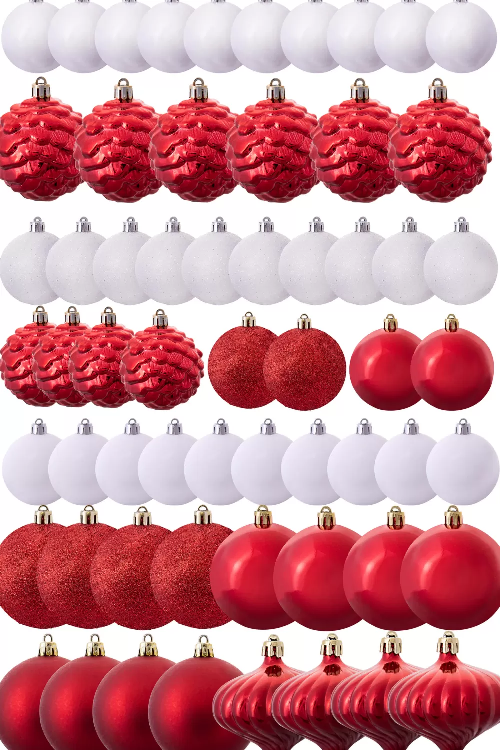 Christmas Tree World The 196pc Red & White Full Heavy Coverage Bauble Set (7ft Trees)< 7 Foot Pre Lit Christmas Trees | Pre-Lit Christmas Trees