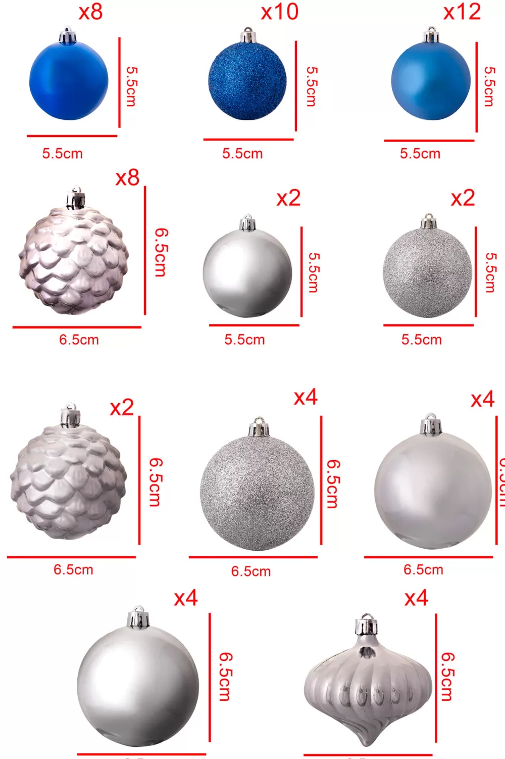 Christmas Tree World The 288pc Blue & Silver Full Heavy Coverage Bauble Set (9ft Trees)< 9 Foot Pre Lit Christmas Trees | Pre-Lit Christmas Trees
