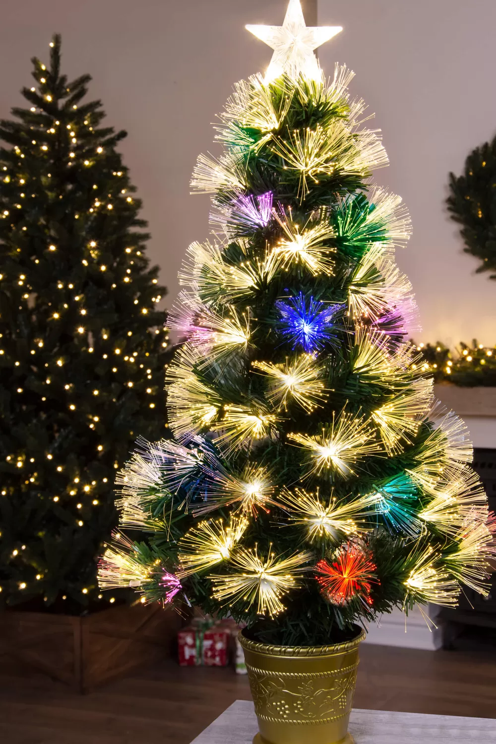 Christmas Tree World The 3ft Vesuvius Fir Fibre Optic Christmas Tree< 3 Foot Fibre Optic Trees | Small Fibre Optic Trees