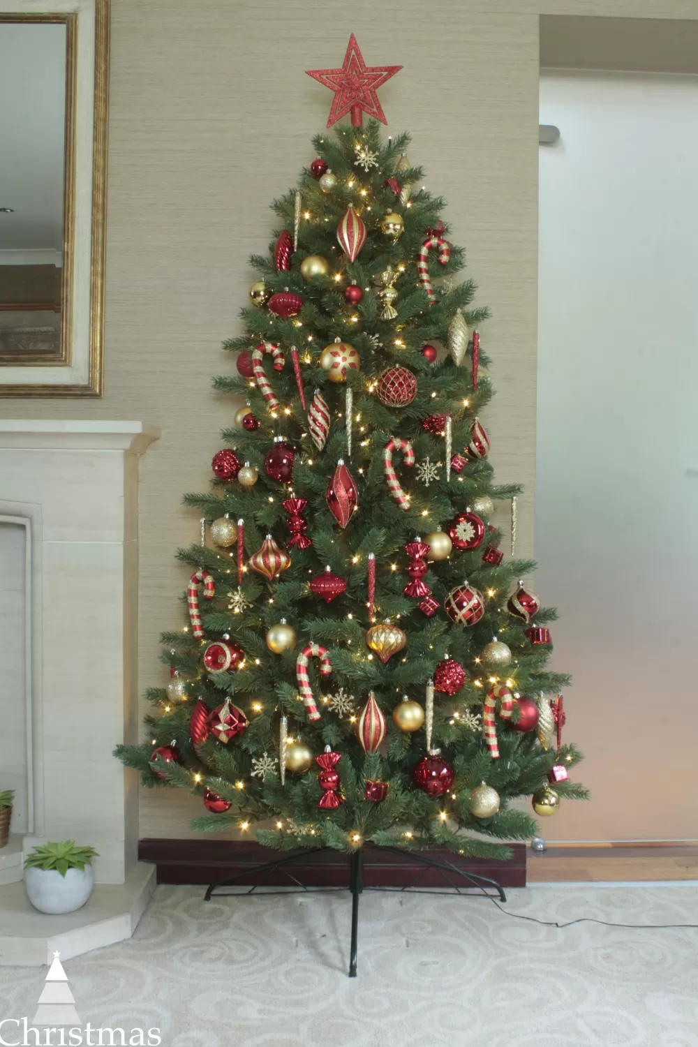 Christmas Tree World The 4ft Pre-lit Ultra Devonshire Half Tree Warm White Lights< 4 Foot Pre Lit Christmas Trees