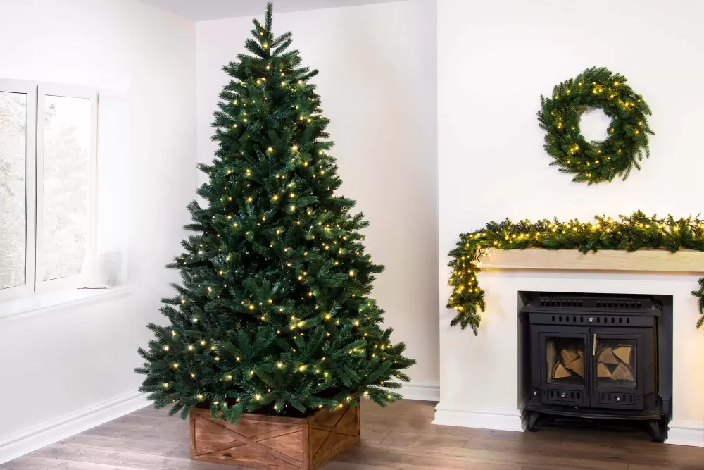 Christmas Tree World The 5ft Ultra Devonshire Fir Pre-lit With Warm White/Multicoloured Colour Change LEDs< 5 Foot Pre Lit Christmas Trees