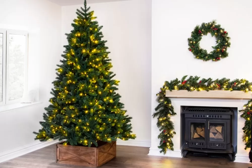Christmas Tree World The 6ft Ultra Devonshire Fir Pre-lit With Warm White/White Colour Change LEDs< 6 Foot Pre Lit Christmas Trees