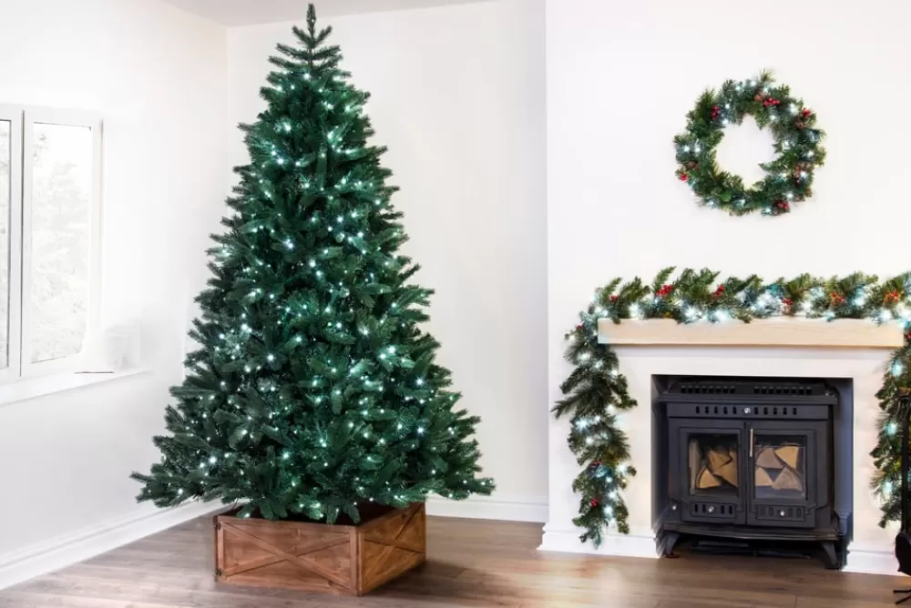 Christmas Tree World The 6ft Ultra Devonshire Fir Pre-lit With Warm White/White Colour Change LEDs< 6 Foot Pre Lit Christmas Trees
