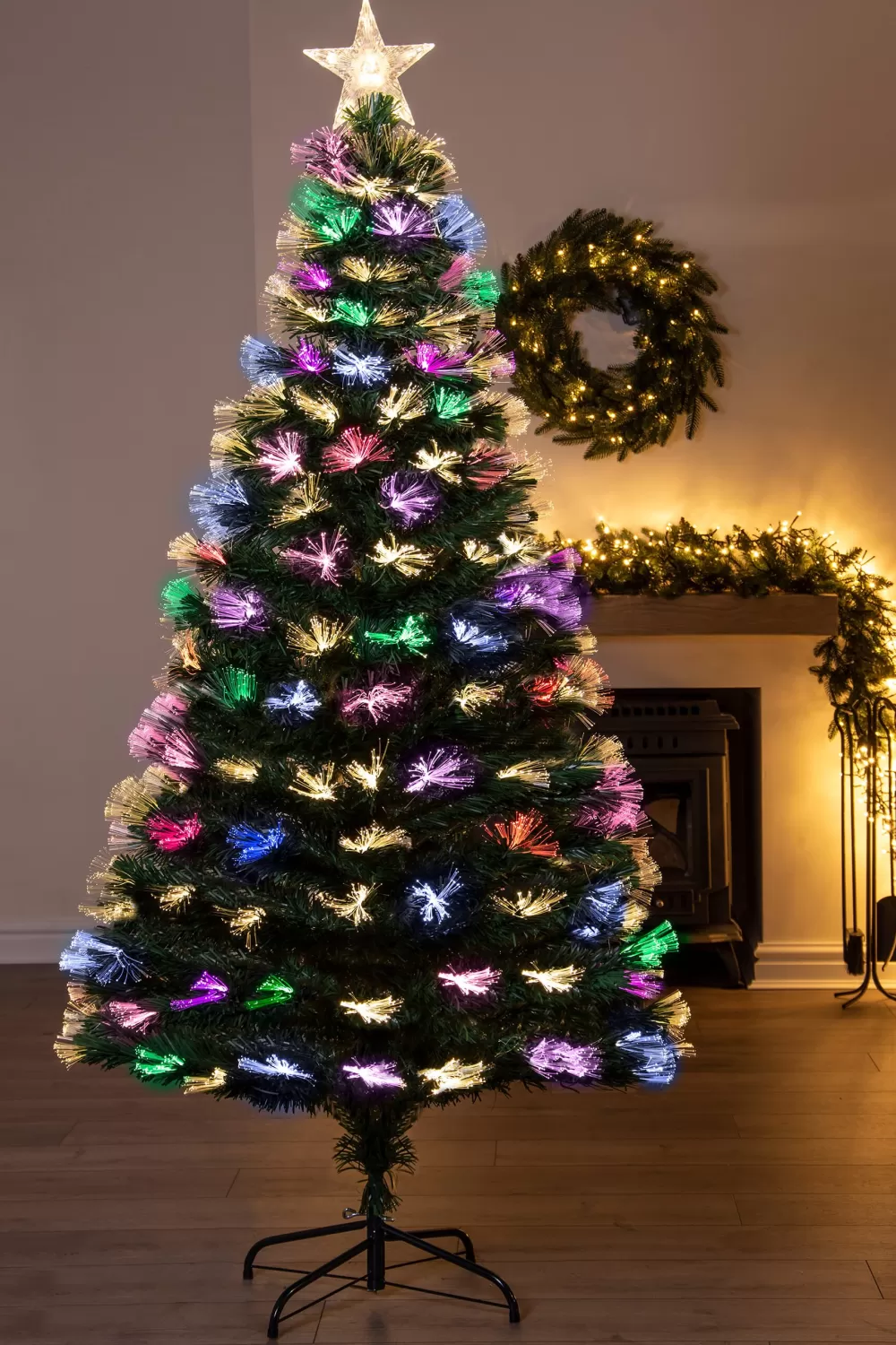 Christmas Tree World The 6ft Vesuvius Fir Fibre Optic Christmas Tree< 6 Foot Fibre Optic Trees | 6 Foot Pre Lit Christmas Trees