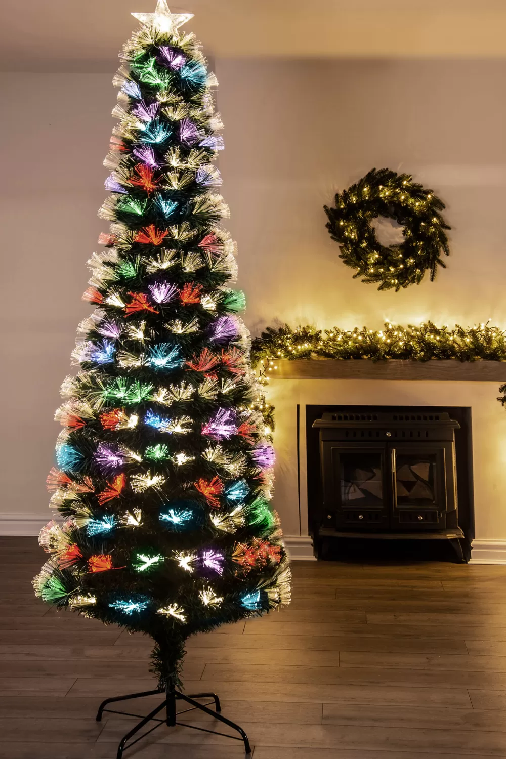 Christmas Tree World The 7ft Vesuvius Fir Fibre Optic Christmas Tree< 7 Foot Pre Lit Christmas Trees | 7 Foot Fibre Optic Trees