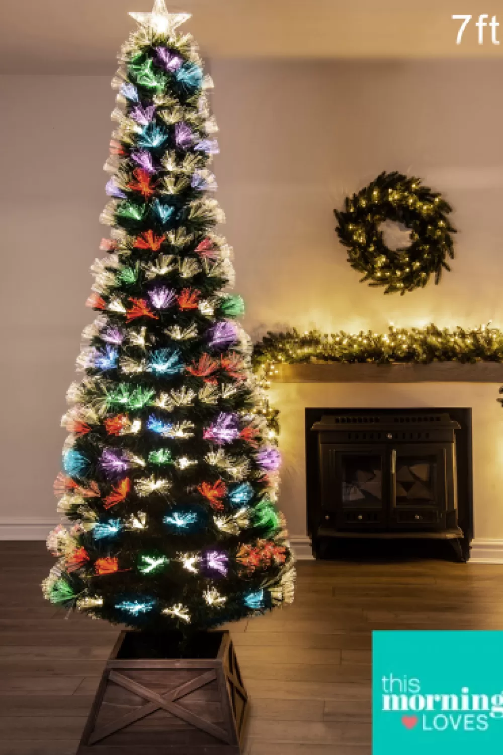 Christmas Tree World The 7ft Vesuvius Fir Fibre Optic Christmas Tree< 7 Foot Pre Lit Christmas Trees | 7 Foot Fibre Optic Trees