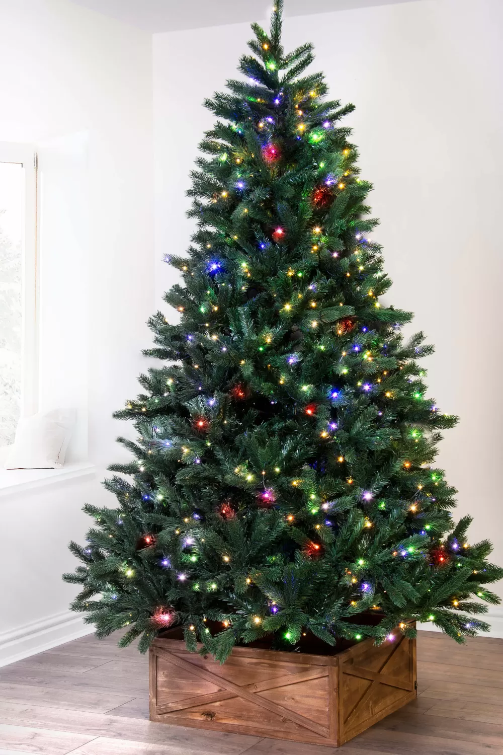 Christmas Tree World The 8ft Ultra Devonshire Fir Pre-lit With Warm White/Multicoloured Colour Change LEDs< 8 Foot Pre Lit Christmas Trees