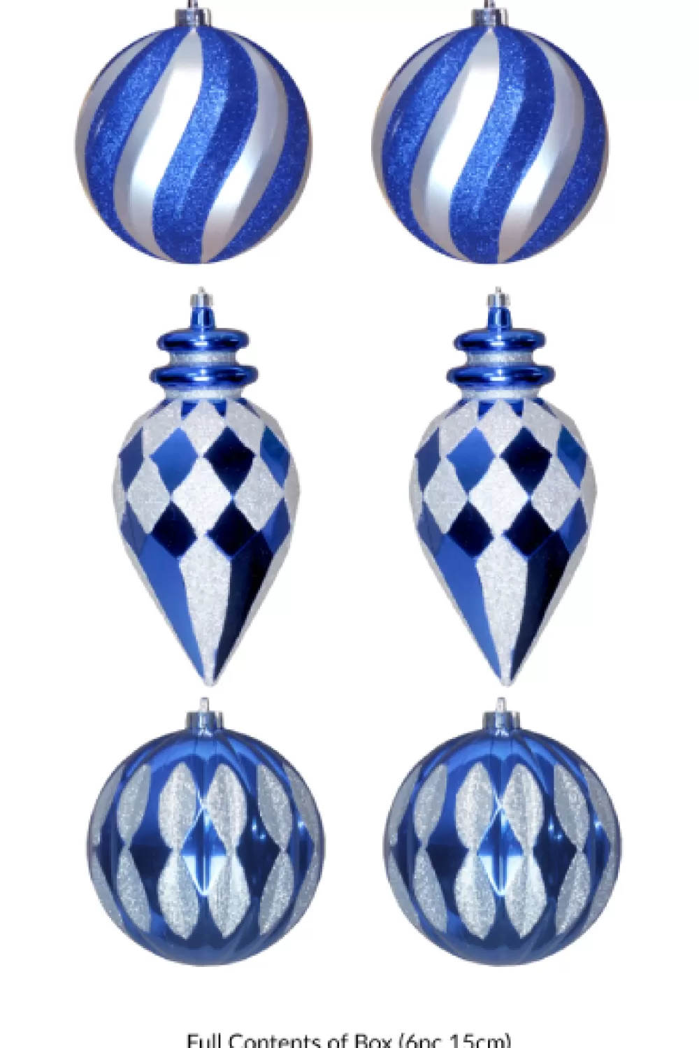Christmas Tree World The Blue & Silver Bauble 6pc Large Feature Set< Large Christmas Baubles