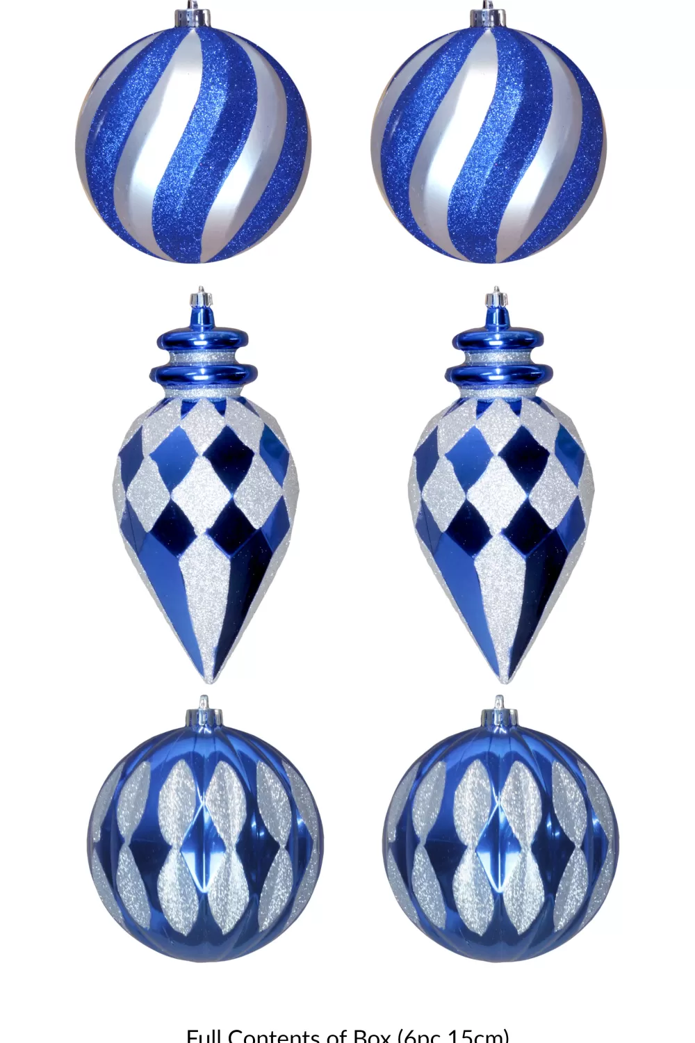 Christmas Tree World The Blue & Silver Bauble 6pc Large Feature Set< Large Christmas Baubles