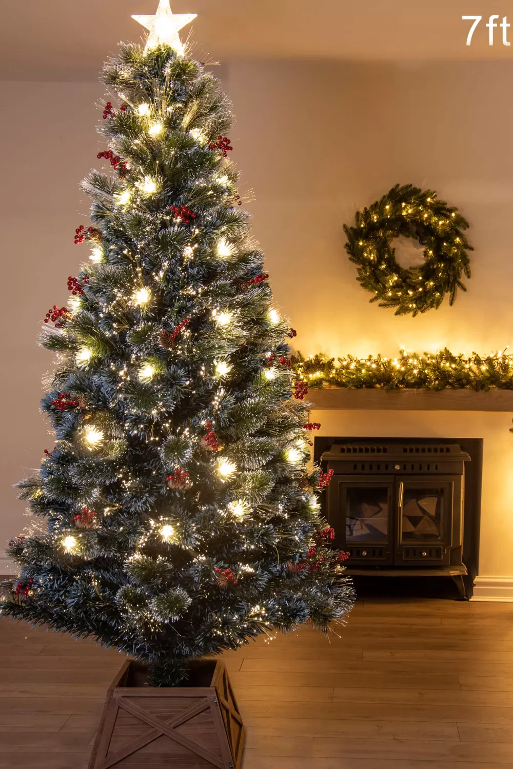 Christmas Tree World The Frosted LED Pine (3ft To 7ft)< Snowy Christmas Trees | Fibre Optic Christmas Trees