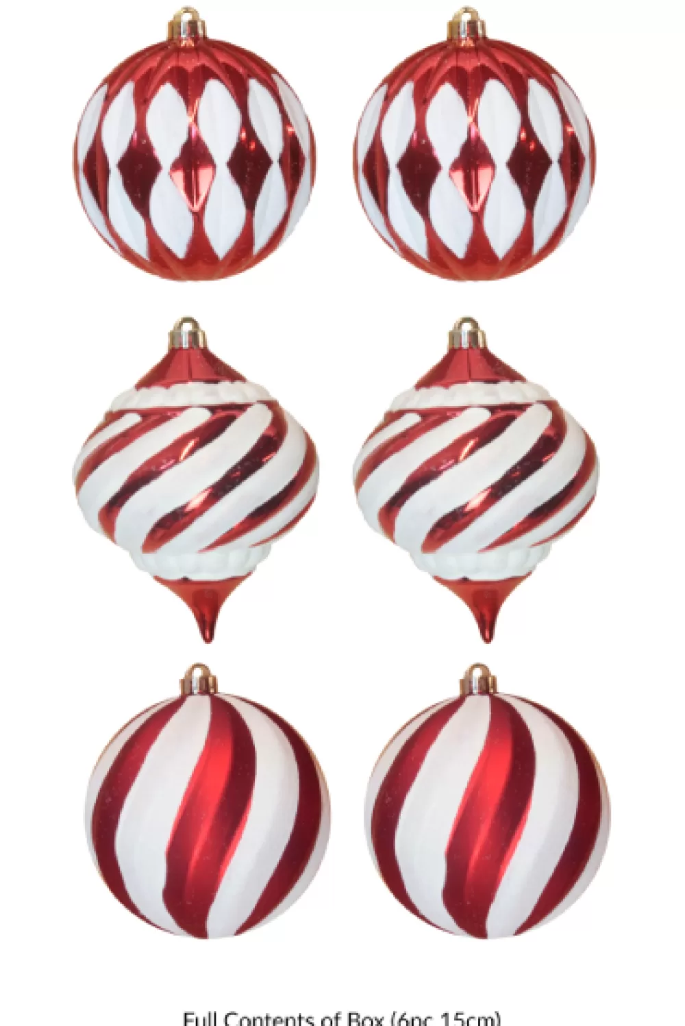 Christmas Tree World The Red & White Bauble 6pc Large Feature Set< Large Christmas Baubles