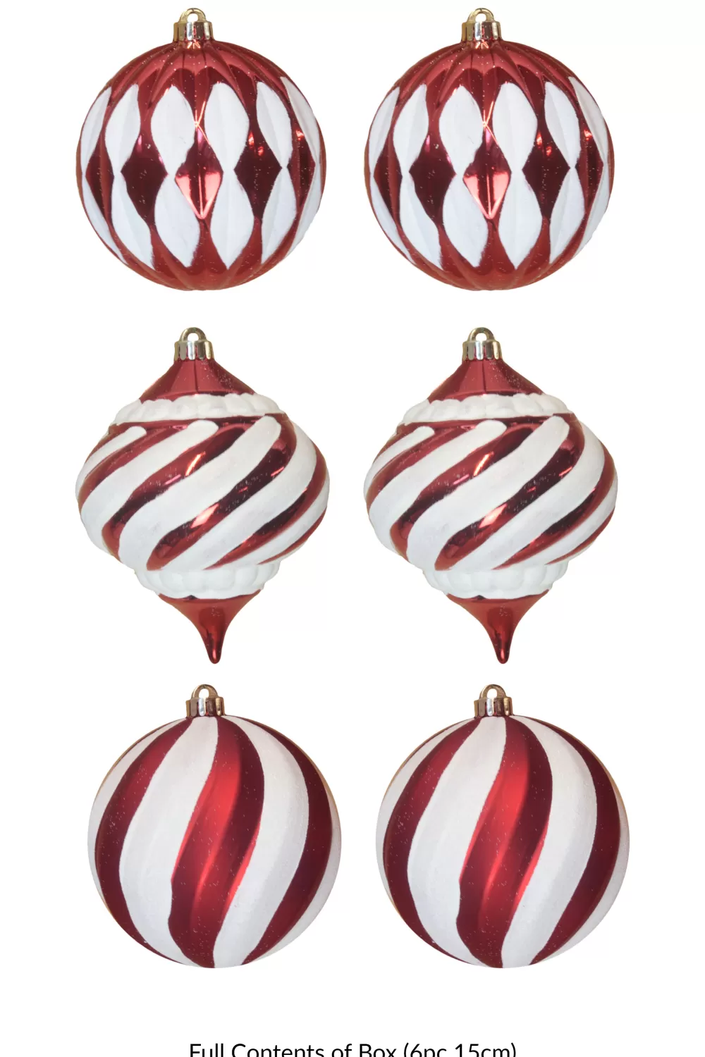 Christmas Tree World The Red & White Bauble 6pc Large Feature Set< Large Christmas Baubles