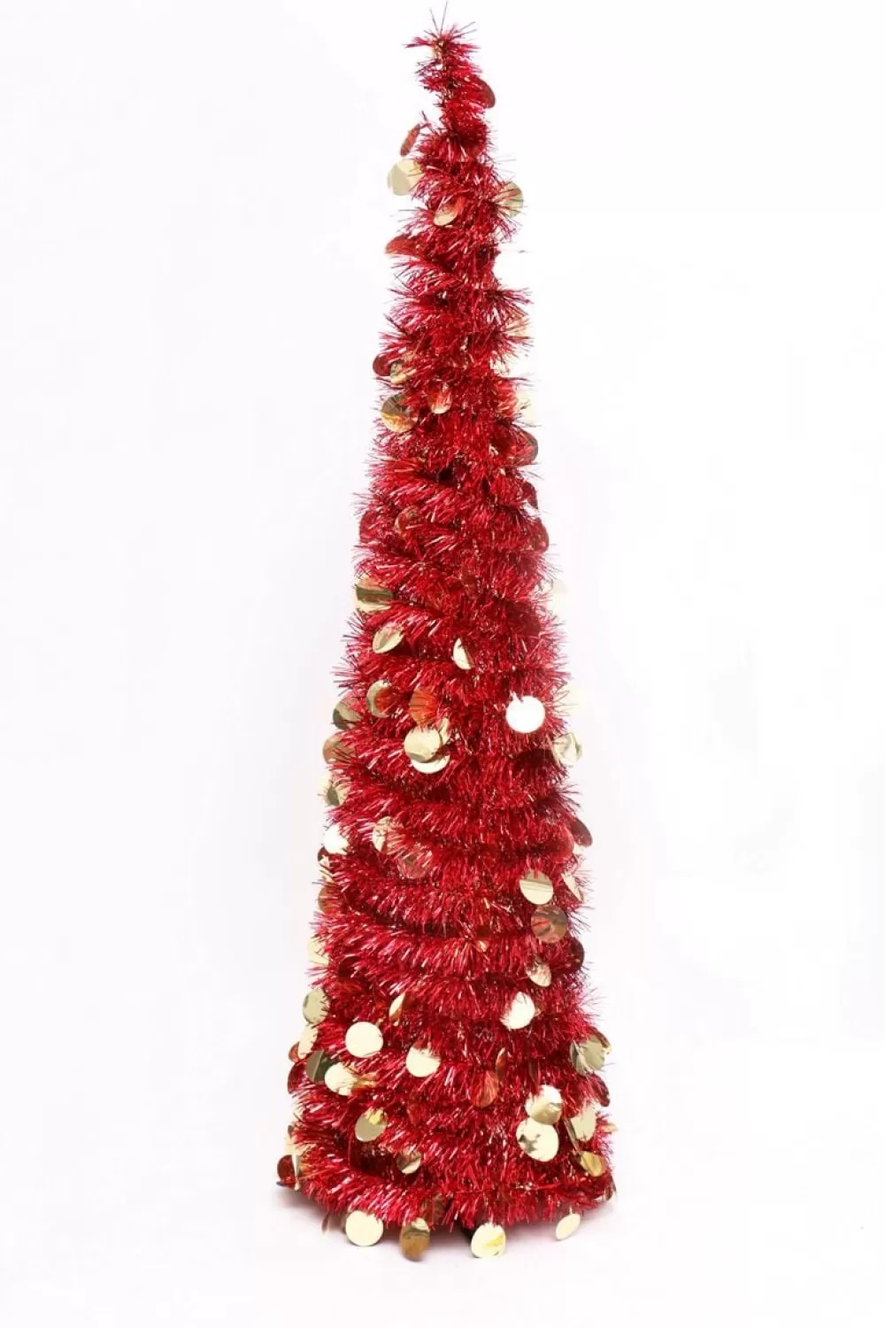 Christmas Tree World The Slim Red Tinsel Pop Up Christmas Tree< Pop Up Christmas Trees | Unlit Christmas Trees