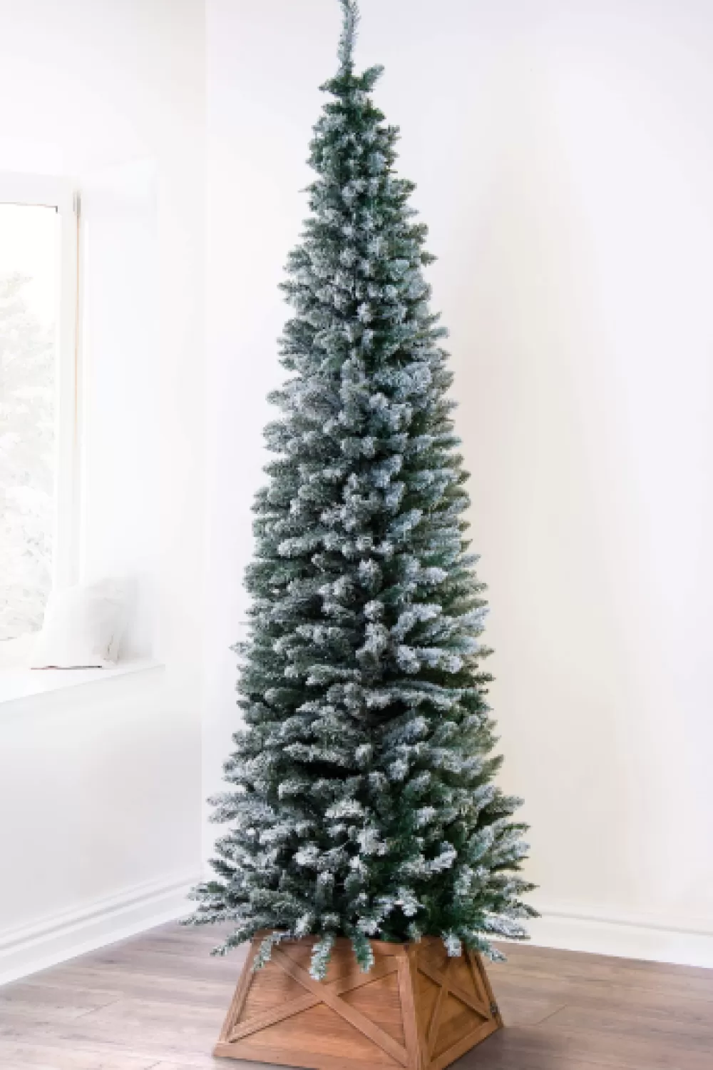 Christmas Tree World The Snowy Pencil Tree (6ft-7ft)< Snowy Christmas Trees | Unlit Christmas Trees